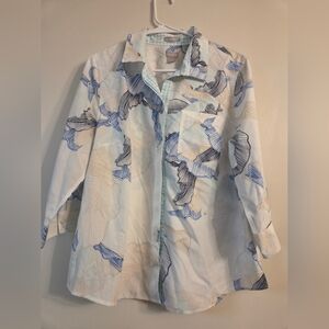 Abstract Patterned Button-Up Shirt By Chicos No Iron Size 2